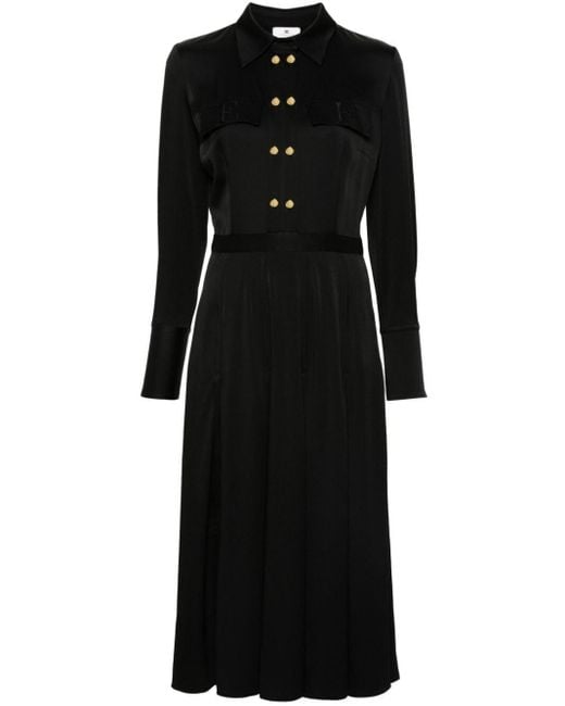 Elisabetta Franchi Black Crepe Shirt Dress