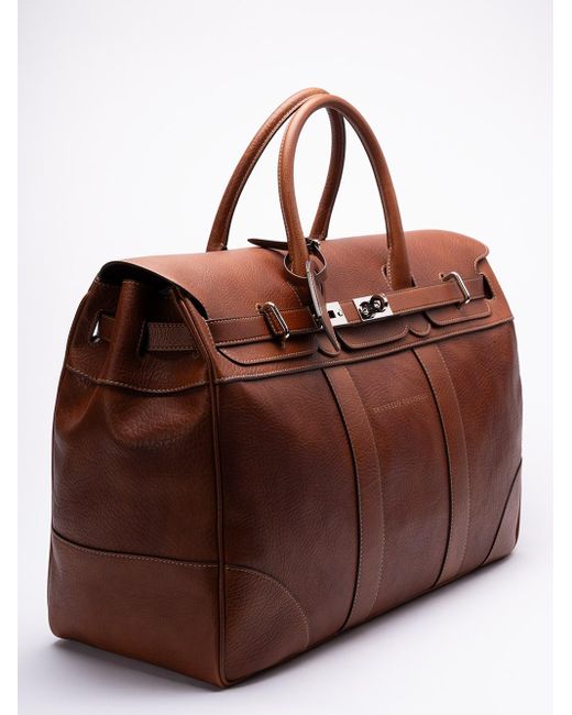 Brunello Cucinelli Brown `Weekender` Bag for men