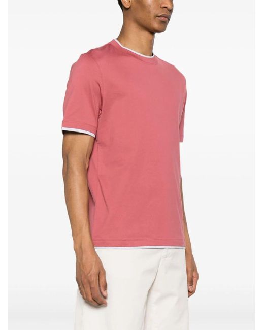 Brunello Cucinelli Crew-neck T-shirt in Pink for Men | Lyst