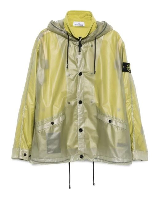 Stone Island Green Translucent Cover Hooded Jacket With Detachable Lining for men