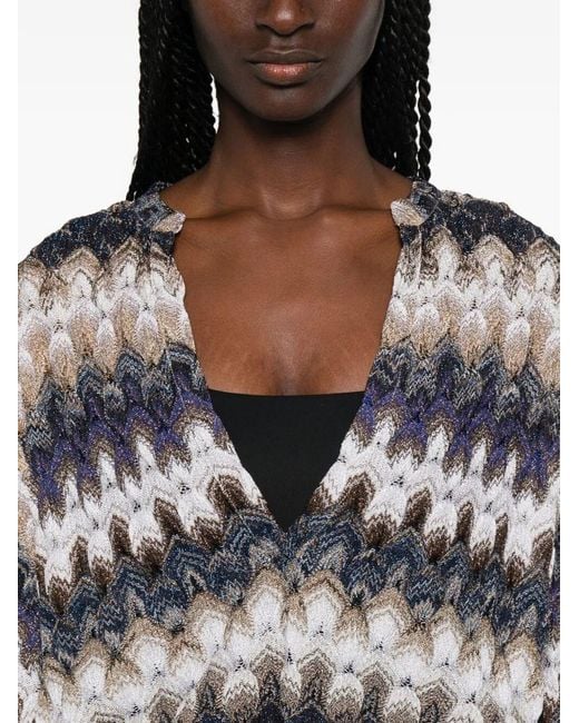 Missoni White Zigzag Metallic Blouse