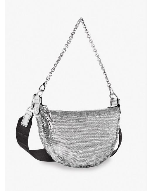 Longchamp White `Smile Glitter` Small Crossbody Bag