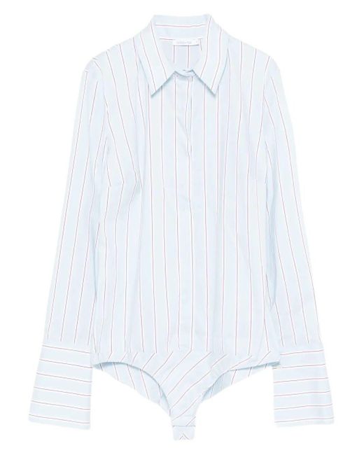 Patrizia Pepe White Striped Cotton Bodysuit