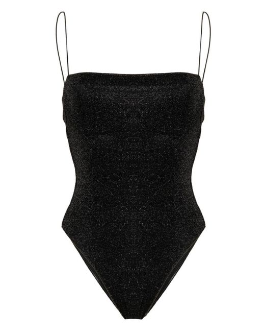 Oseree Black Open-back Lurex Swimsuit