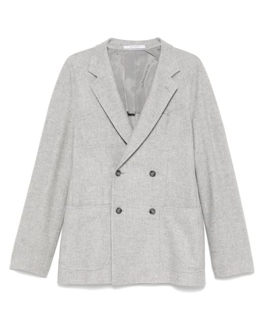 Tagliatore Gray Double-Breasted Tailored Wool Blend Jacket for men