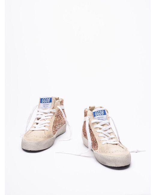 `Mid Star Glitter` Sneakers di Golden Goose Deluxe Brand in White
