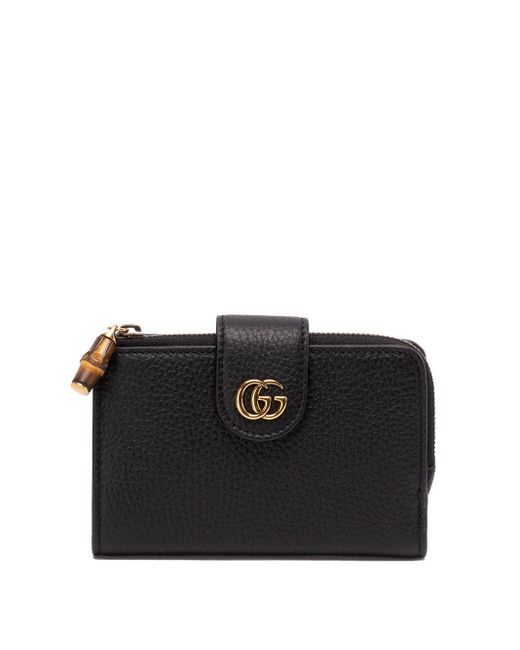 Gucci Black Medium `Double G` Wallet With Bamboo