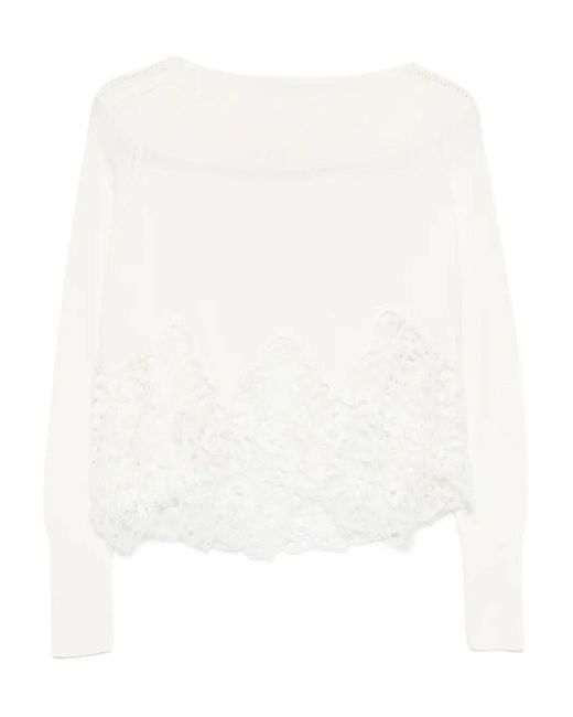 Ermanno Scervino White Long Sleeve Sweater