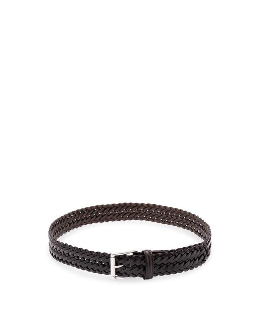 Andersons White Leather Woven Belt for men