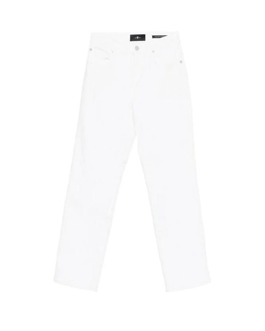7 For All Mankind White Calie Straight Ankle Soleil