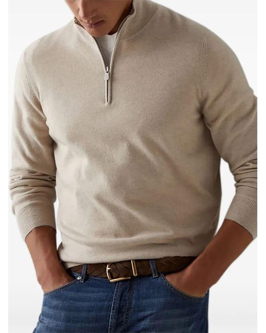Brunello Cucinelli White Cashmere Sweater for men