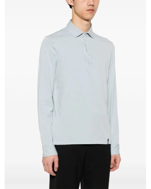 Drumohr Blue Long Sleeve Polo Shirt for men