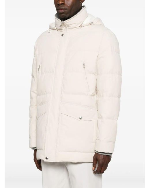 Brunello Cucinelli White Padded Jacket With Detachable Hood for men