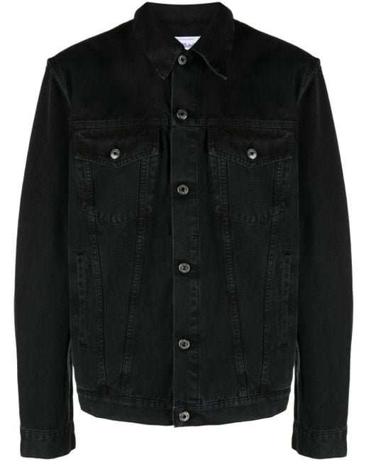 Off-White c/o Virgil Abloh Black Men Canv Varsity Skate Trucker Jacket for men