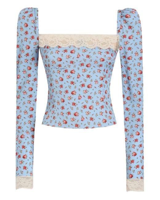 Dolce & Gabbana Blue Floral Top