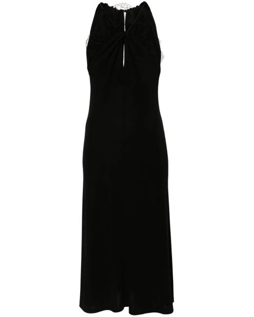 Givenchy Black Lace-Appliqué Halterneck Midi Dress