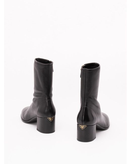 Prada Black Stretch Nappa Leather Booties