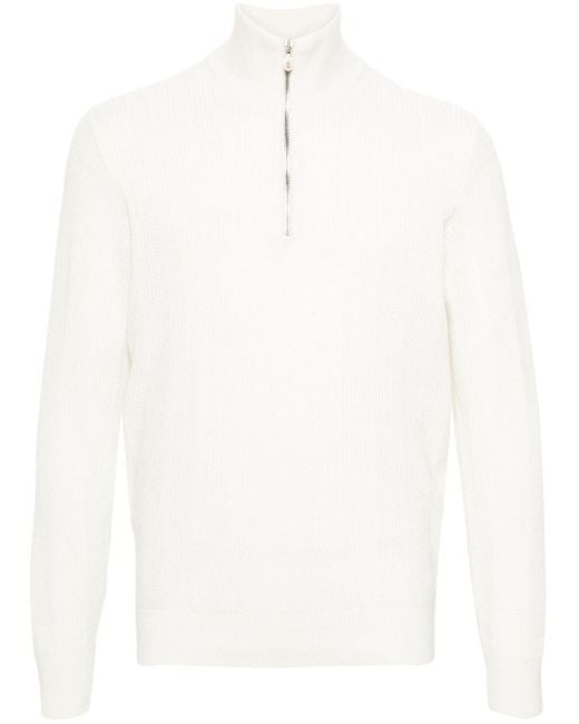 Brunello Cucinelli White Turtle-Neck Sweater for men