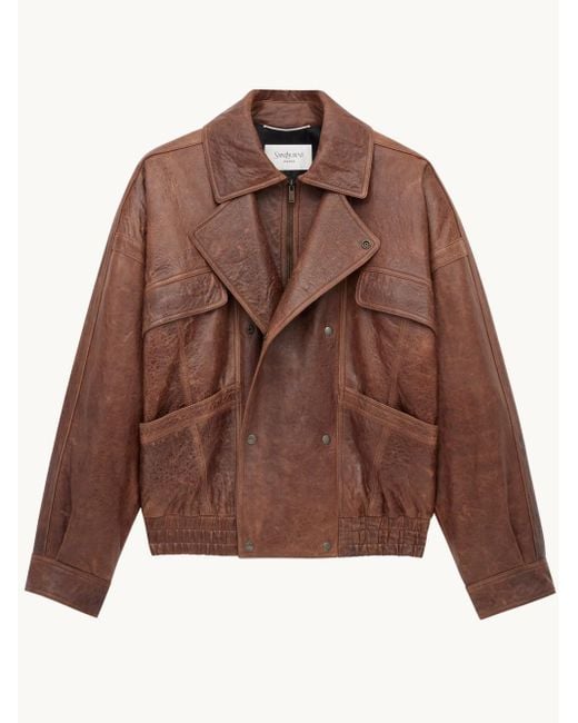 Saint Laurent Brown Double-Breasted Blouson for men