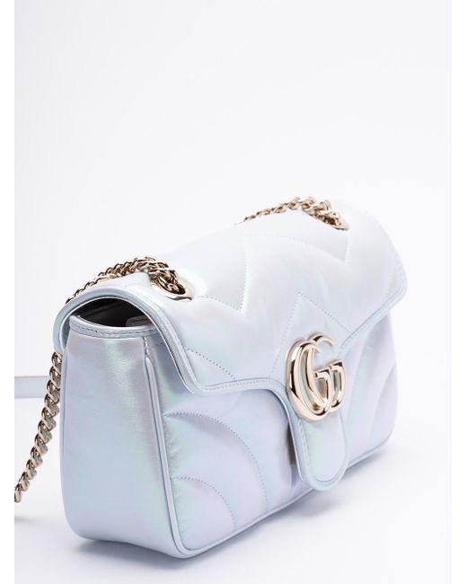 Gucci White `Gg Marmont` Shoulder Bag