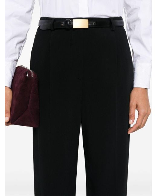 Giorgio Armani Black Straight-Leg Cady Trousers