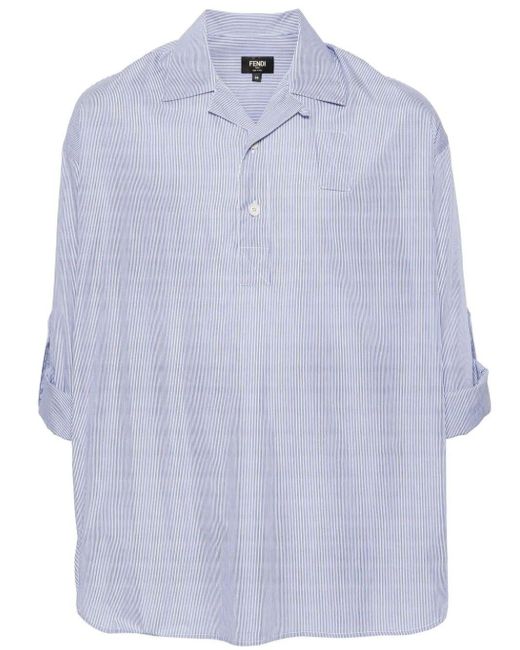 Fendi Blue Striped Polo Shirt for men