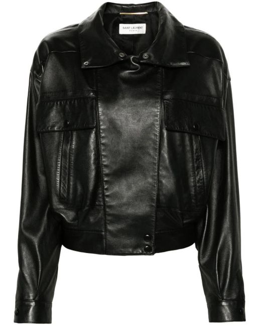 Saint Laurent Black Zip-Up Leather Jacket