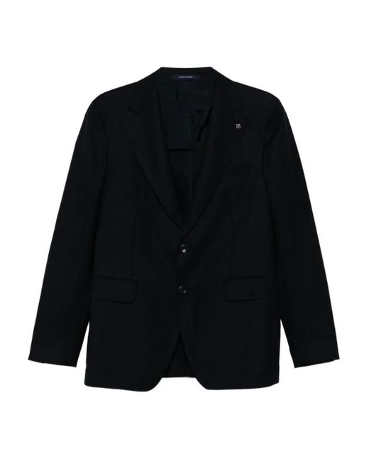 Tagliatore Black Single-Breasted Virgin Wool Blazer for men