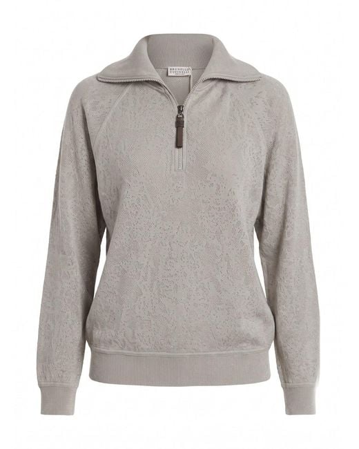Brunello Cucinelli Gray Cardigan Sweatshirt