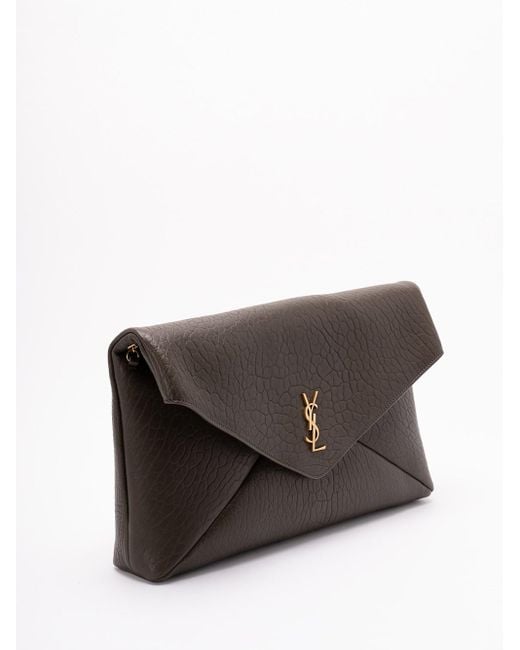 Saint Laurent Brown 'Envelope' Chain Pouch