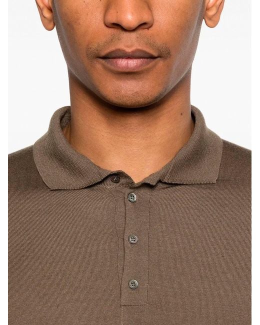 Drumohr Brown Long Sleeve Polo for men