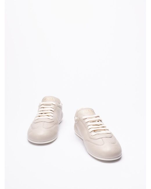 Leather Sneakers di Prada in White