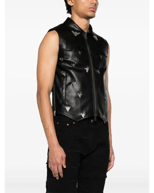 ANDERSSON BELL Black Faux-Leather Vest for men