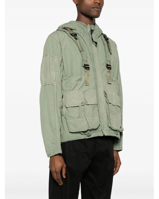 C P Company Green Flatt Cargo-pockets Hooded Jacket for men