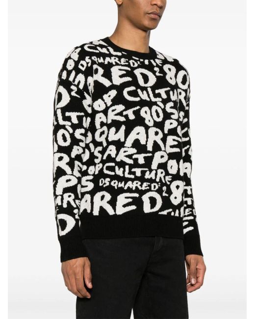 DSquared² Black Crew-Neck Sweater for men