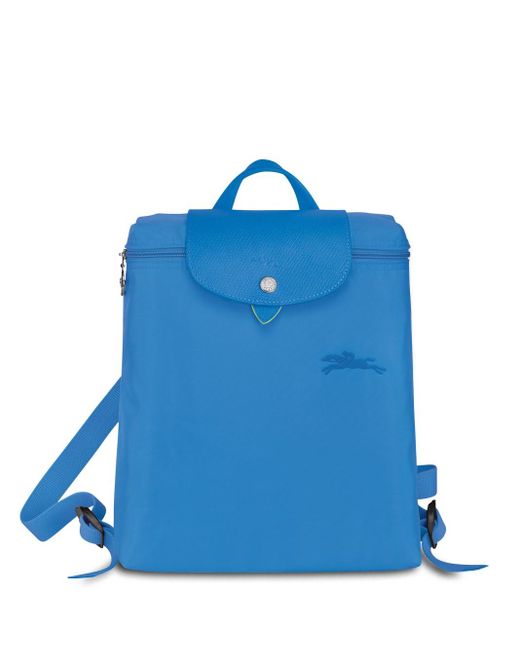 Longchamp Blue `le Pliage Green` Medium Backpack