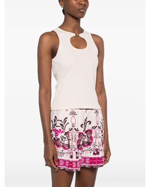 Twinset Pink Ribbed Tank Top With 'Infinity' Logo
