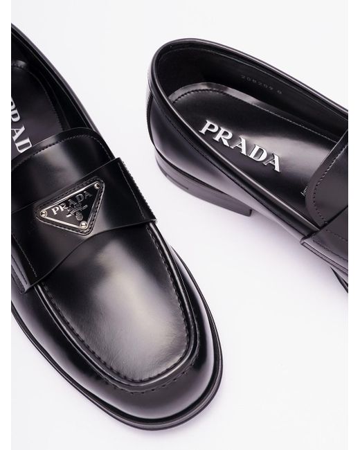 Prada White Brushed Leather Loafers for men