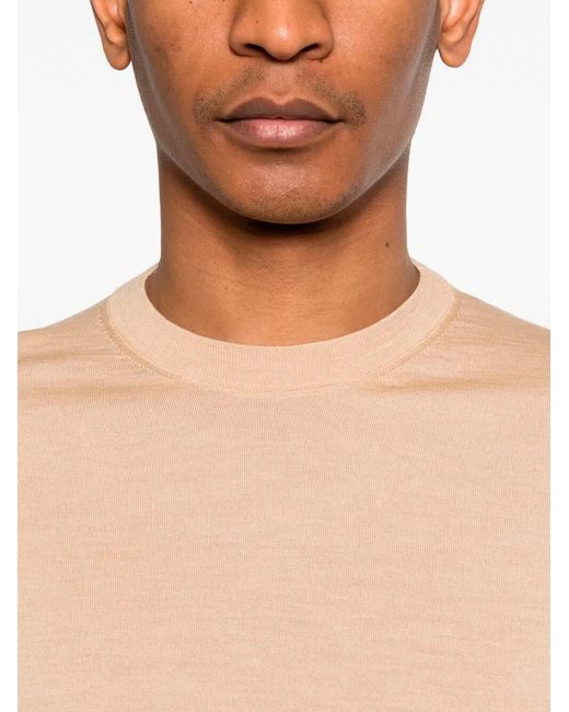 Drumohr Natural Long Sleeve Crew-Neck Sweater for men