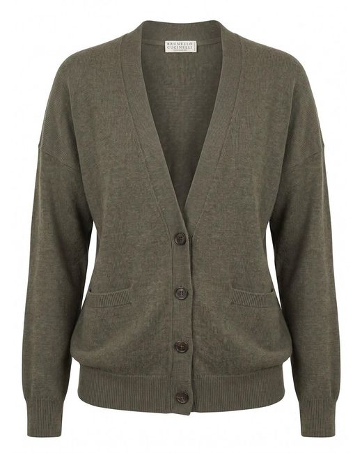 Brunello Cucinelli Green Cashmere Cardigan