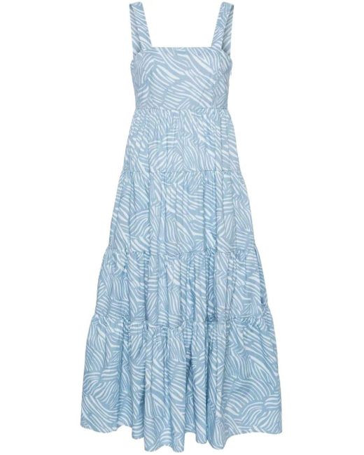 MICHAEL Michael Kors Blue Zebra-print Tiered Midi Dress