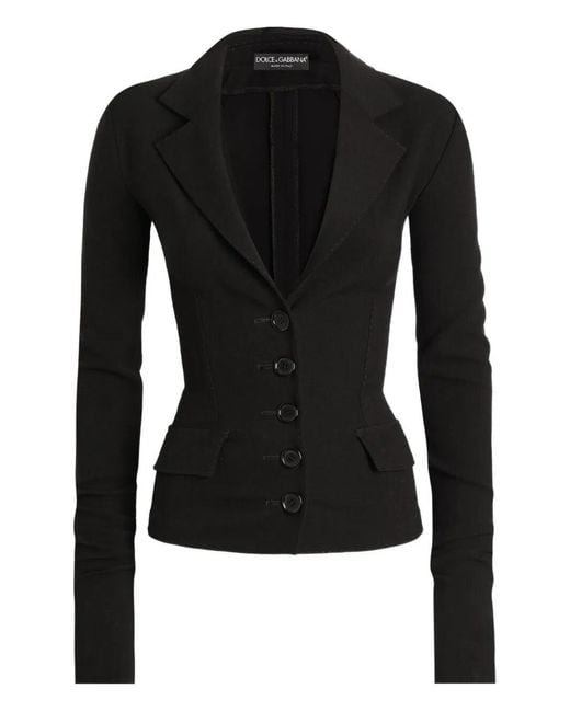 Dolce & Gabbana Black Single-Breasted Wool Canvas Jacket