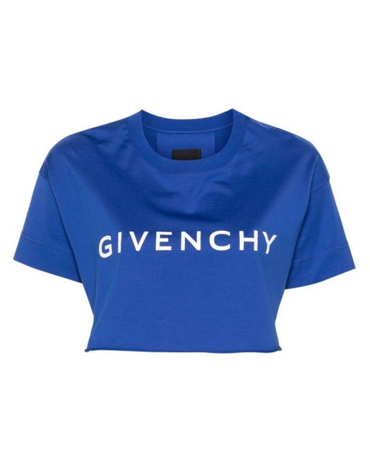Givenchy Blue ` Archetype` Cropped T-Shirt