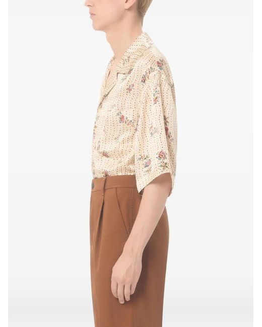 Valentino Garavani Natural 'Papier Floral' Bowling Shirt for men
