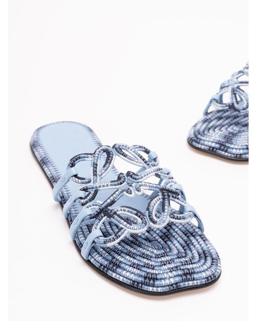 Loewe White Paula's Ibiza 'Petal Anagram' Embroidery Slides