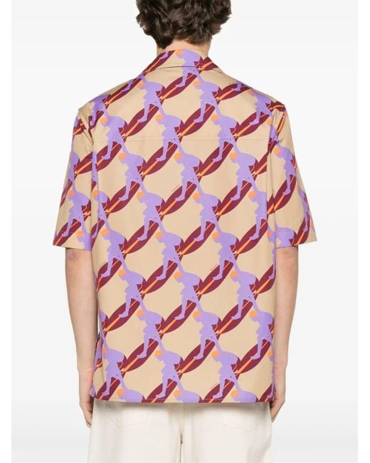 Gucci Pink Printed Poplin Shirt for men