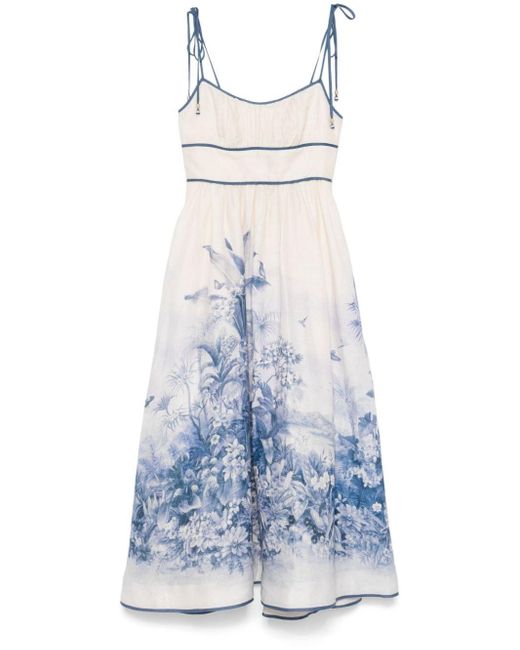 Zimmermann Blue Wylie Picnic Midi Dress