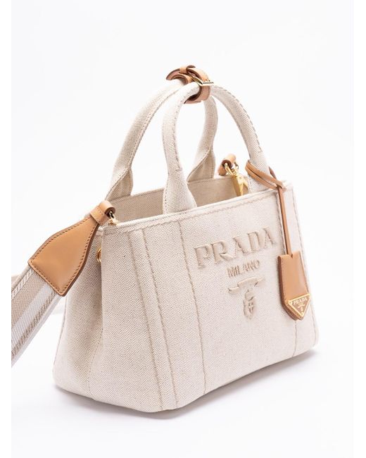 Prada Pink Cotton And Linen Tote