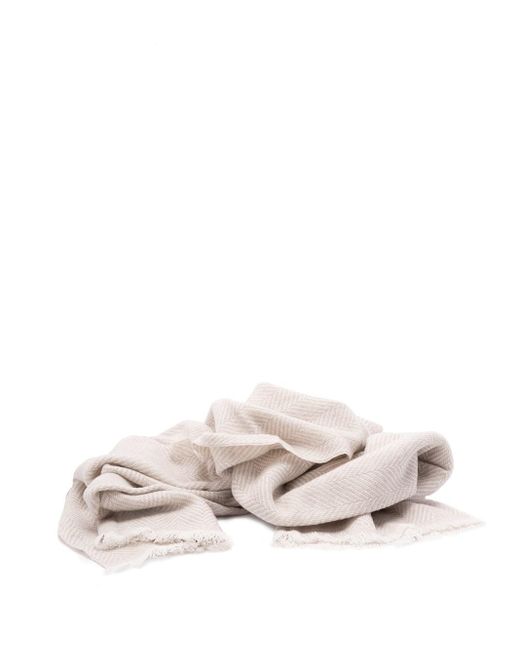 Brunello Cucinelli Natural Cashmere Chevron Scarf for men