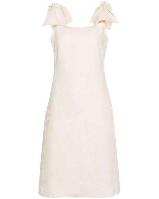 Chloé White A-line Linen Midi Dress